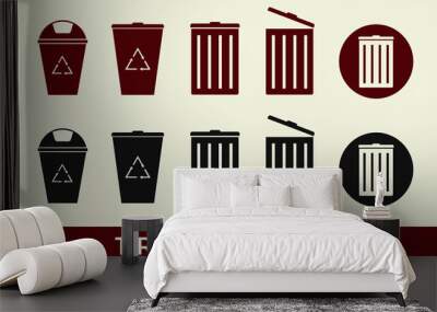 icon set creative design trash can bundle Wall mural