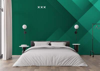 banner background. colorful, dark green gradation ,Memphis abstract, pattern lines Wall mural