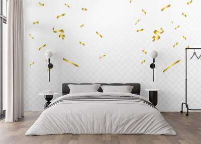 Confetti explosion on transparent background. Pieces of shiny gold paper flying and spreading. rotating ,simple design .abstract.eps 10 Wall mural