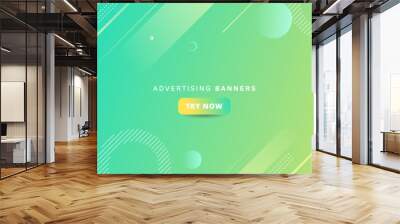 Modern banner background. Geometric memphis. Green and yellow gradation . abstract . vector illustration Wall mural