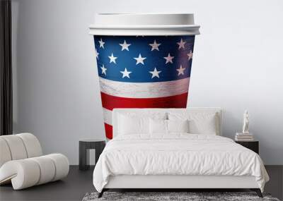 A cup of coffee with the american flag on it. Generative Ai Wall mural