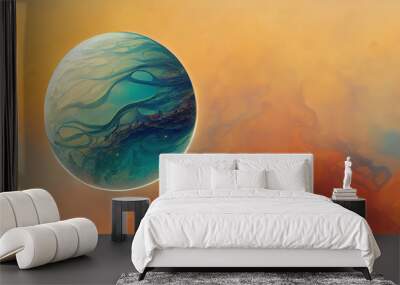 Abstract image of a planet with water. Find new sources and technologies Wall mural