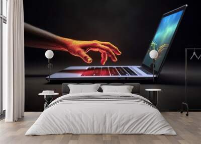 Amazing Concept of human relations in the digital age. laptop Wall mural