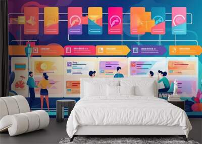 Businessman working with r and d sign. R D icon network business technology concept. Generative Ai Wall mural