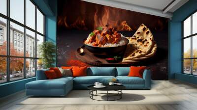 Chicken tikka masala spicy curry meat healthy food Wall mural