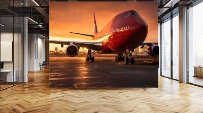 Freight loading onto Boeing 747 cargo aircraft Melbourne Australia. Wall mural