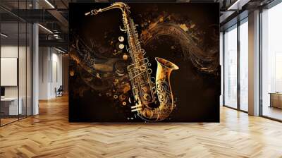 Jazz music instruments. Generative Ai Wall mural