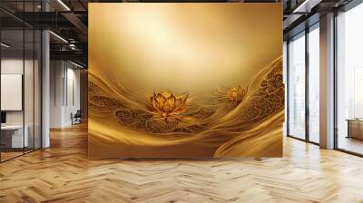 Luxurious background design with golden lotus Wall mural