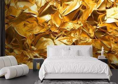 Seamless gold leaf background texture. Generative Ai Wall mural