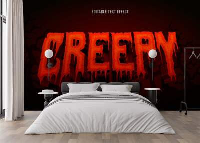 Editable creepy halloween text effect Wall mural