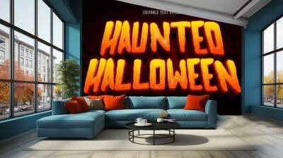 Editable haunted halloween theme text effect Wall mural