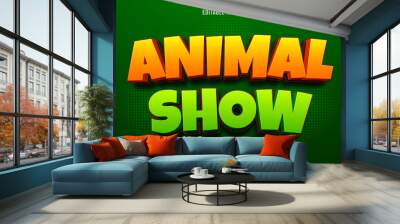 Editable text effect animal theme mock up Wall mural