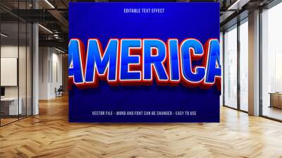 Editable text effect independece day of america, patriotic text style Wall mural