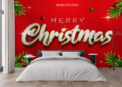 Editable text effect merry christmas mock up Wall mural