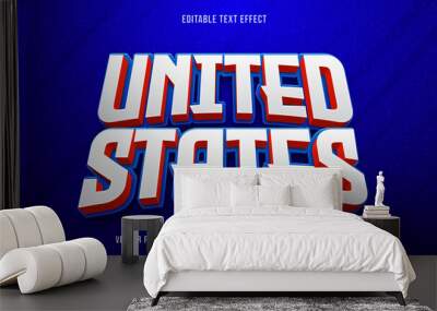 Editable text effect United States of America, independence day text style Wall mural