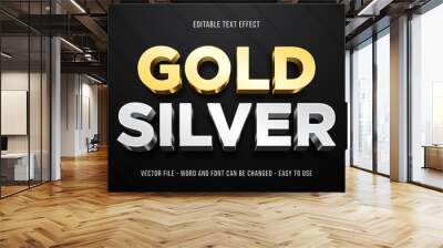 Gold and silver 3d editable text effect Wall mural