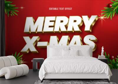 Merry christmas 3d text effect, holiday text style effect Wall mural