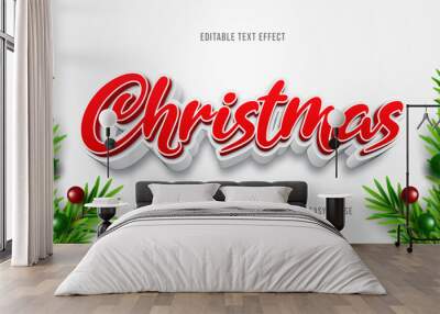 Merry christmas text effect, holiday editable text effect Wall mural