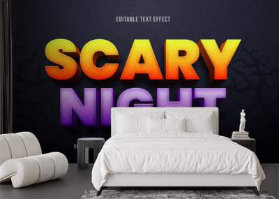 Scary night editable text effect, halloween text style effect Wall mural