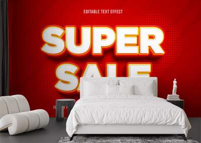 Super sale editable text effect, cartoon text style Wall mural