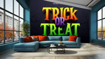 Trick or treat editable text effect, halloween theme text style Wall mural