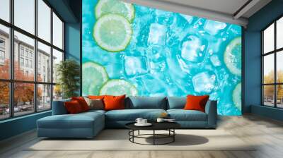 Summer cool lemon cold drink poster background Wall mural