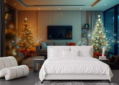 Christmas Season Living Room Interior Design Wall mural