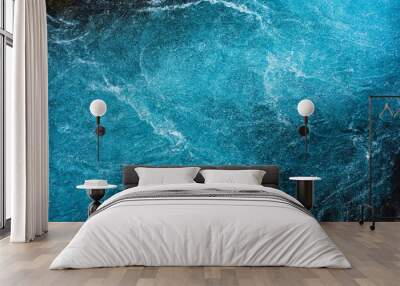 Crystal blue water with air bubbles flowing motion Wall mural