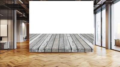 Striped wooden gray tabletop on white background Wall mural