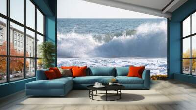 Wave crashing on coastline Wall mural