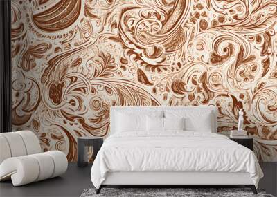 Paisley brown wallpaper seamless Wall mural