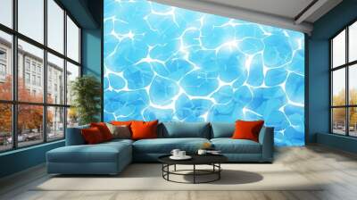 A vibrant illustration of shimmering blue water with light reflections. Wall mural