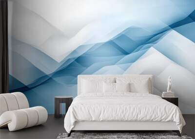 Abstract blue and white wavy pattern for backgrounds or design projects. Wall mural