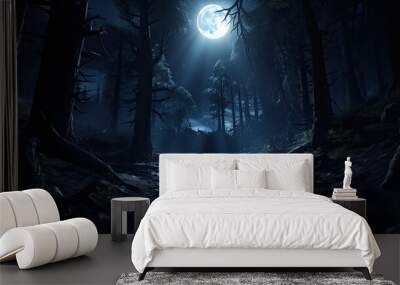 Mystical Moonlight Forest Path. Wall mural