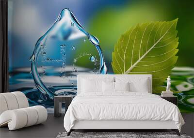 water drop and leaf Wall mural