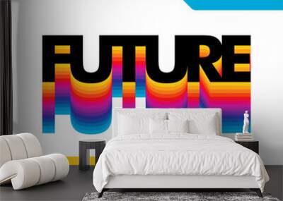 80s gradient color text effect with modern and strong look  Wall mural