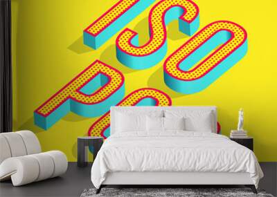 isometric pop art text effect for social media feed Wall mural