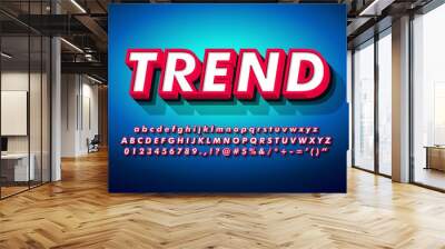 modern strong 3d red font typeface for headline poster title and website, 3 dimension outline with dark shadow compatible with illustrator 10  Wall mural