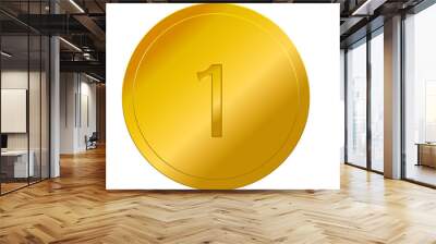 simple gold coin money number 1 winner Wall mural