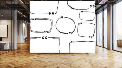 Hand Drawn Quote Speech Bubbles, Callout Shape Set Wall mural