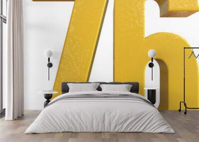 Number 76 Yellow Metal Paint 3D Render Wall mural