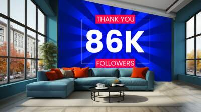 Thank you 86K Followers Vector Design Template Wall mural