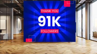 Thank you 91K Followers Vector Design Template Wall mural