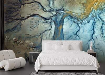 the evening dress, abstract photography of the deserts of africa from the air. aerial view of desert Wall mural