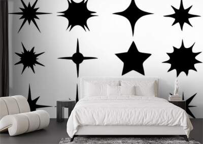 Multiple style and shape futuristic sparkle star icons. Abstract shine effect designs. Good for designing wedding card, posters, projects, banners, logo, and business cards. Wall mural