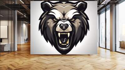 Bear head mascot vector with logo illustration. generative ai Wall mural