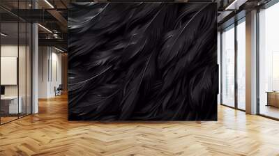 Black feather background. Abstract dynamic composition. Vector feather illustration  Wall mural