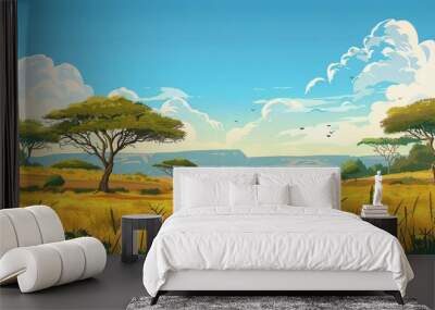 Wild safari African savanna summer image Wall mural