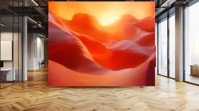 A vibrant sunset over smooth, undulating desert-like hills. Wall mural