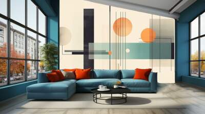 Abstract geometric composition with shapes and colors. Wall mural